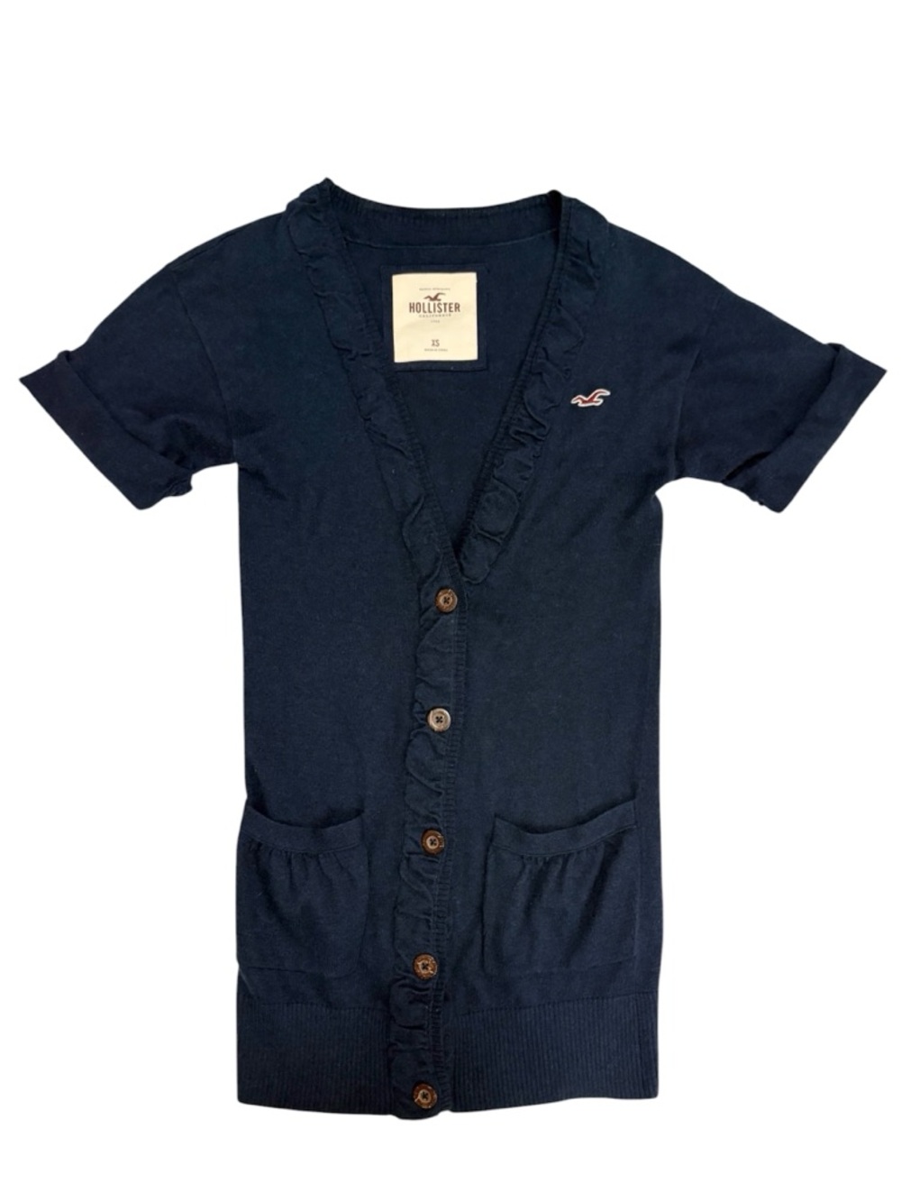 Vintage Y2K navy blue ruffled cardigan